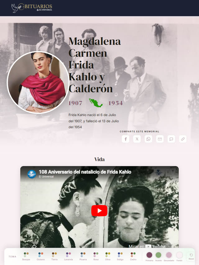 Obituario digital (tablet)