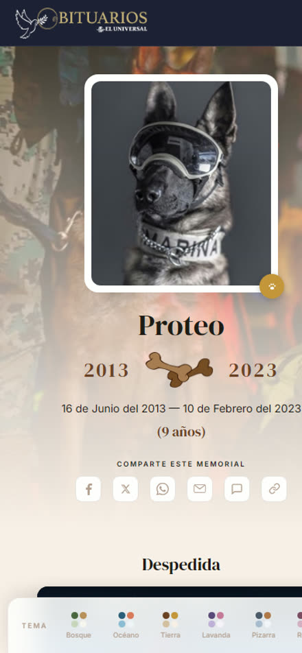 Obituario de mascota (móvil)