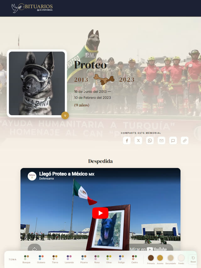 Obituario de mascota (tablet)